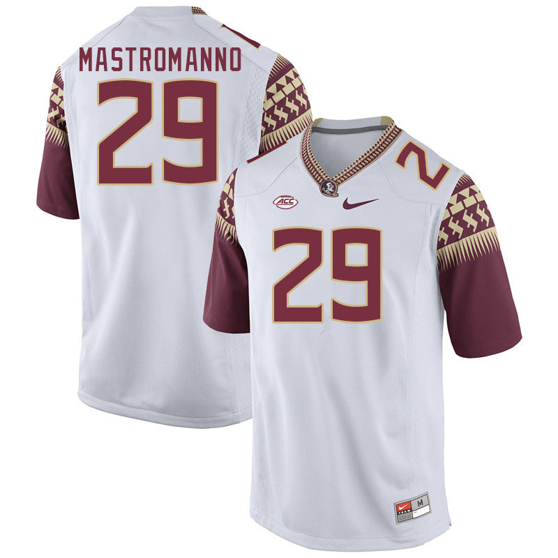 Men #29 Alex Mastromanno Florida State Seminoles College Football Jerseys Stitched-White